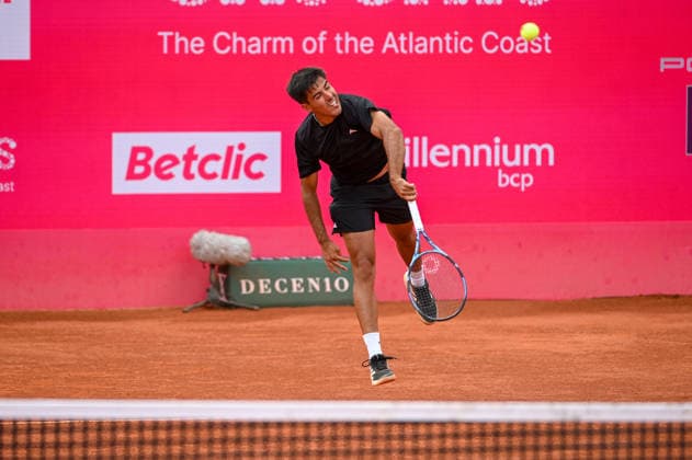 July 24, 2026, Lisbon, Lisbon, Portugal: TIAGO TORRES in action during the Quarter-finals at the Millennium Estoril Open ATP, Tennis Herren tennis tournament at Clube de Tenis do Estoril. Lisbon Portugal - ZUMAr238 20260724_zip_r238_002 Copyright: xRicardoxRochax