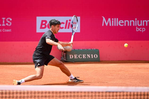 July 24, 2026, Lisbon, Lisbon, Portugal: TIAGO TORRES in action during the Quarter-finals at the Millennium Estoril Open ATP, Tennis Herren tennis tournament at Clube de Tenis do Estoril. Lisbon Portugal - ZUMAr238 20260724_zip_r238_004 Copyright: xRicardoxRochax