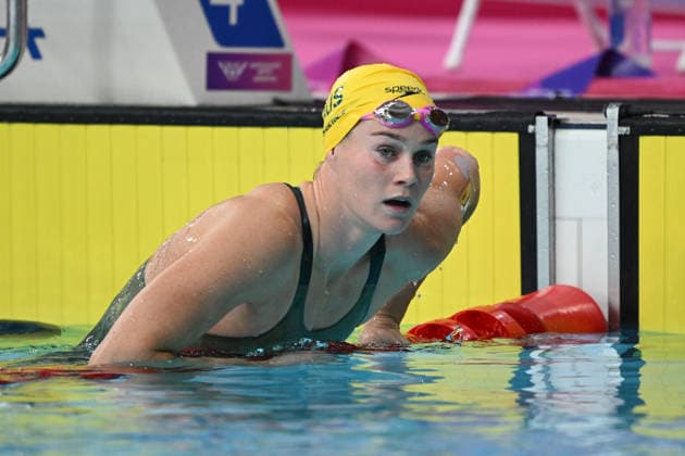 COM26 SWIMMING HEATS, Alex Perkins of Australia following the Women™s 50m Butterfly heats at the Glasgow 2026 Commonwealth Games at the Tollcross International Swimming Centre in Glasgow, Scotland, Friday, July 24, 2026. ( NO ARCHIVING, EDITORIAL USE ONLY Glasgow Scotland United Kingdom  Copyright: xDEANxLEWINSx 20260724160619160243
