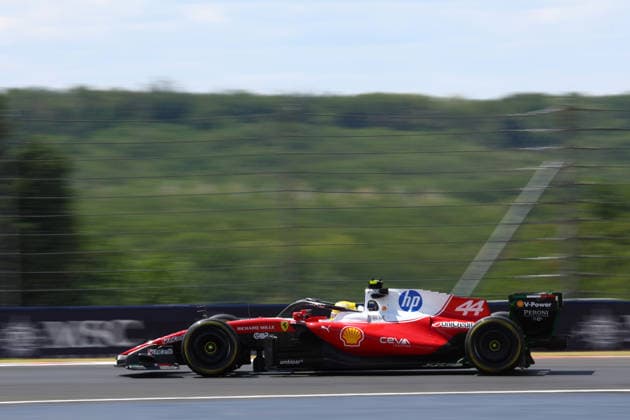 F1 Hungarian Gran Prix Lewis Hamilton of Scuderia Ferrari HP on track during free practice 1 ahead of the F1 Grand Prix of Hungary at Hungaroring on July 24, 2026 in Mogyorod, Hungary. Mogyorod Hungaroring Hungary Copyright: xMarcoxCanonierox