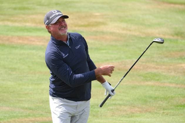 UK: The ISPS HANDA Senior Open Championship at King‚Äôs Course, Gleneagles, Scotland on 24 July 2026: Pictured: Clubhouse leader on -6 Jerry Kelly (USA) on the 18th fairway during the second round of the ISPS Handa Senior Open Championship 2026 Gleneagles King‚Äôs Course Scotland Scotland Copyright: xAlexxToddx