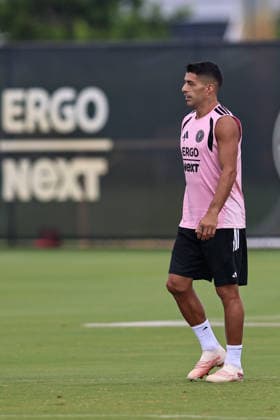FORT LAUDERDALE, FL - JULY 24: Luis Suarez (9) of Inter Miami CF is seen during an Inter Miami Training Session at Florida Blue Training Center on July 24, 2026 in Fort Lauderdale, Florida. (Photo by Chris Arjoon Icon Sportswire) SOCCER: JULY 24 Inter Miami CF Training EDITORIAL USE ONLY Icon26072400000002
