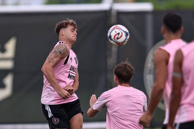 FORT LAUDERDALE, FL - JULY 24: Mateo Silvetti (24) of Inter Miami CF is seen during an Inter Miami Training Session at Florida Blue Training Center on July 24, 2026 in Fort Lauderdale, Florida. (Photo by Chris Arjoon Icon Sportswire) SOCCER: JULY 24 Inter Miami CF Training EDITORIAL USE ONLY Icon26072400000017