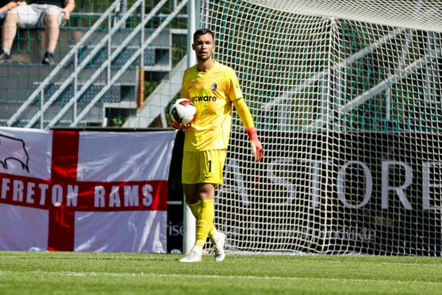 Mio Backhaus (SC Freiburg, 01) , Österreich, Fussball, Testspiel, 2026 2027, SC Freiburg vs. Derby County, 24.07.2026, Imst Velly Arena Österreich *** Mio Backhaus, SC Freiburg, 01, Austria, Soccer, Friendly Match, 2026–2027, SC Freiburg vs. Derby County, July 24, 2026, Imst Velly Arena, Austria Copyright: xGrantxHubbsx