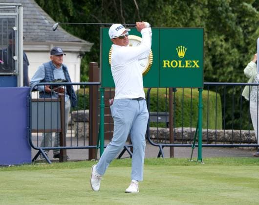 UK: The ISPS HANDA Senior Open Championship at King‚Äôs Course, Gleneagles, Scotland on 24 July 2026: Pictured: Tom Pernice Jr (USA) on the 1st tee during the second round of the ISPS Handa Senior Open Championship 2026 Gleneagles King‚Äôs Course Scotland Scotland Copyright: xAlexxToddx
