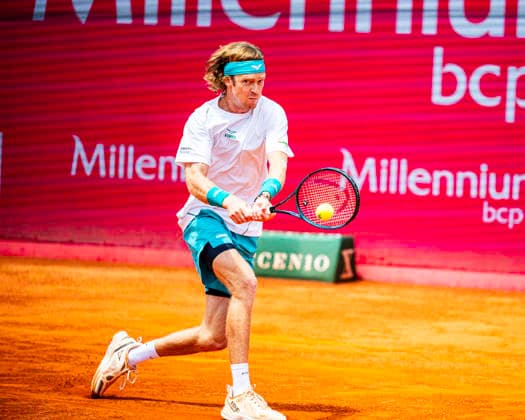 July 24, 2026, Cascais, Lisbon, Portugal: Andrey Rublev during the quarter-finals round of the Millennium Estoril Open at the Estoril Tennis Club on july 24, 2026 in Estoril, Cascais, Portugal. Tennis 2026: Millennium Estoril Open  - ZUMAr200 20260724_zsp_r200_063 Copyright: xNunoxReisinhox