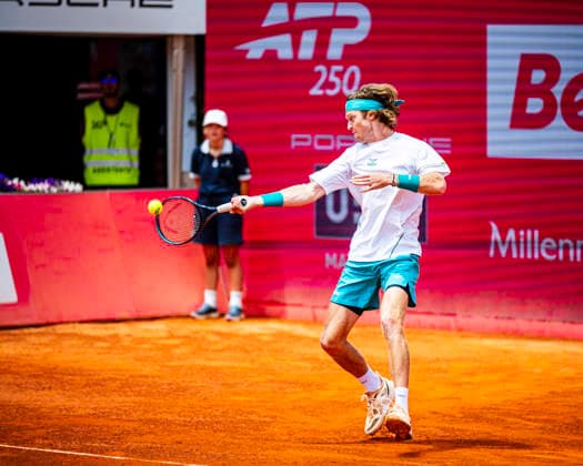 July 24, 2026, Cascais, Lisbon, Portugal: Andrey Rublev during the quarter-finals round of the Millennium Estoril Open at the Estoril Tennis Club on july 24, 2026 in Estoril, Cascais, Portugal. Cascais Portugal - ZUMAr200 20260724_zsp_r200_068 Copyright: xNunoxReisinhox