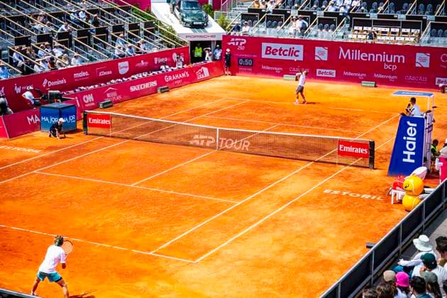 July 24, 2026, Cascais, Lisbon, Portugal: Andrey Rublev and Luca Van Assche during the quarter-finals round of the Millennium Estoril Open at the Estoril Tennis Club on july 24, 2026 in Estoril, Cascais, Portugal. Tennis 2026: Millennium Estoril Open  - ZUMAr200 20260724_zsp_r200_084 Copyright: xNunoxReisinhox