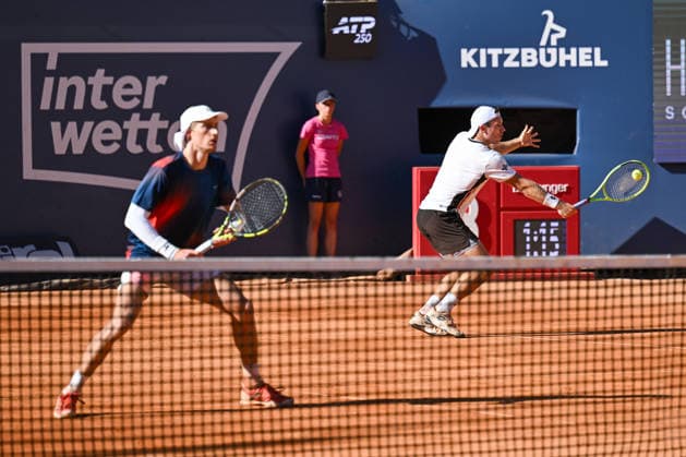 TENNIS - ATP, Tennis Herren Generali Open 2026 KITZBUEHEL,AUSTRIA,24.JUL.26 - TENNIS - ATP World Tour, Generali Open. Image shows Marc Polmans (AUS) and Lukas Miedler (AUT).  GEPAxpictures xDanielxSchoenherr