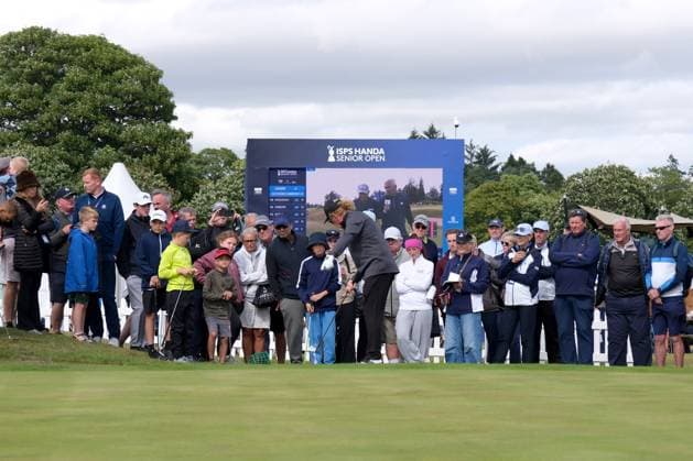 UK: The ISPS HANDA Senior Open Championship at King‚Äôs Course, Gleneagles, Scotland on 24 July 2026: Pictured: Miguel Angel Jimenez (ESP) gave a golf masterclass to youngsters as part of First Tee Stephen Gallacher Foundation during the second round of the ISPS Handa Senior Open Championship 2026 Gleneagles King‚Äôs Course Scotland Scotland Copyright: xAlexxToddx