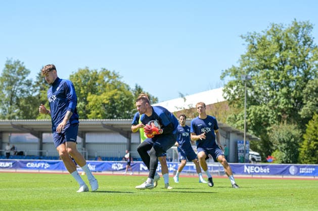 24.07.2026, Bad Wörishofen, Deutschland. 2. Bundesliga: Der SV Darmstadt 98 absolviert das Abschlusstraining im Sommertrainingslager vor dem Testspiel. Marcel Schuhen (SV Darmstadt 98) *** July 24, 2026, Bad Wörishofen, Germany, 2. Bundesliga: SV Darmstadt 98 completes its final training session at summer training camp ahead of the friendly match. Marcel Schuhen, SV Darmstadt 98