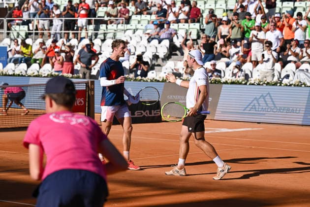 TENNIS - ATP, Tennis Herren Generali Open 2026 KITZBUEHEL,AUSTRIA,24.JUL.26 - TENNIS - ATP World Tour, Generali Open. Image shows the rejoicing of Marc Polmans (AUS) and Lukas Miedler (AUT).  GEPAxpictures xDanielxSchoenherr