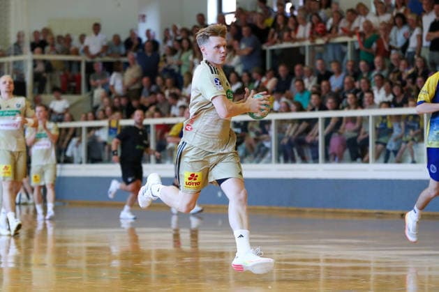24.07.2026 ,xgox, Handball - Testspiel VfL Wittingen - TSV Hannover-Burgdorf emspor, v.l. Vilhelm Poulsen (Hannover, 9) wirft Tor, Torschuetze, erzielt Tor, Treffer, scores the goal Wittingen *** July 24, 2026, xgox, Handball Exhibition Match: VfL Wittingen vs. TSV Hannover Burgdorf, emspor, Vilhelm Poulsen (Hannover), 9 shots on goal, goal scorer, scores a goal, Wittingen
