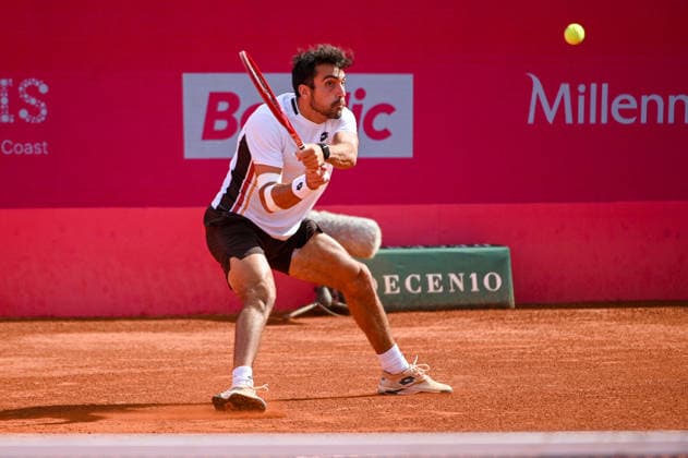 July 24, 2026, Lisbon, Lisbon, Portugal: ROMAN ANDRES BURRUCHAGA in action during the Quarter-finals at the Millennium Estoril Open ATP, Tennis Herren tennis tournament at Clube de Tenis do Estoril. Lisbon Portugal - ZUMAr238 20260724_zip_r238_045 Copyright: xRicardoxRochax