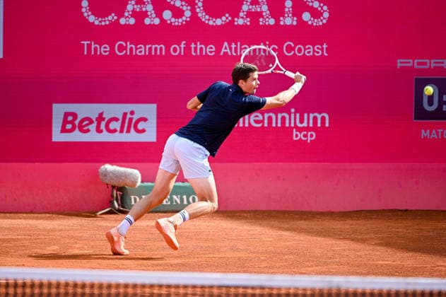 July 24, 2026, Lisbon, Lisbon, Portugal: ALEXANDER BLOCKX in action during the Quarter-finals at the Millennium Estoril Open ATP, Tennis Herren tennis tournament at Clube de Tenis do Estoril. Lisbon Portugal - ZUMAr238 20260724_zip_r238_063 Copyright: xRicardoxRochax