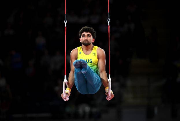 COM26 ARTISTIC GYMNASTICS, Ritam Malik of Australia competes during the Artistic Gymnastics Men s Team Final and Individual Qualification during the Glasgow 2026 Commonwealth Games at the Glasgow International Arena in Glasgow, Scotland, Friday, July 24, 2026. ( NO ARCHIVING, EDITORIAL USE ONLY Glasgow Scotland United Kingdom  Copyright: xLUKASxCOCHx 20260725162560836287
