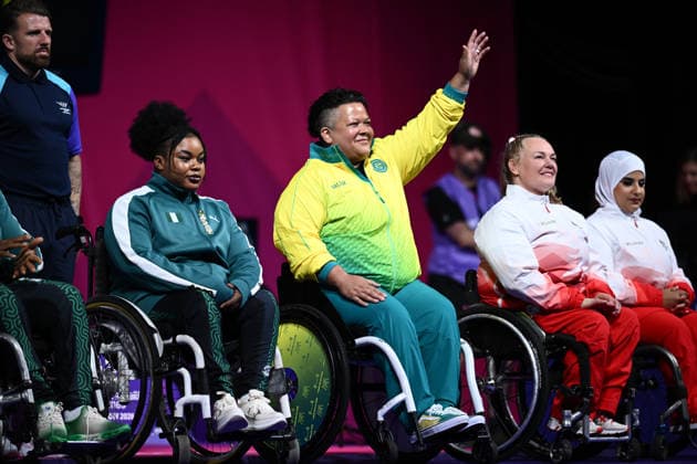 COM26 PARA POWERLIFTING, Natasha Price of Australia is introduced ahead of the Women s Heavyweight Para Powerlifting during the Glasgow 2026 Commonwealth Games at the SEC Armadillo in Glasgow, Scotland, Friday, July 24, 2026. ( NO ARCHIVING, EDITORIAL USE ONLY Glasgow Scotland United Kingdom  Copyright: xJOELxCARRETTx 20260725127331930146