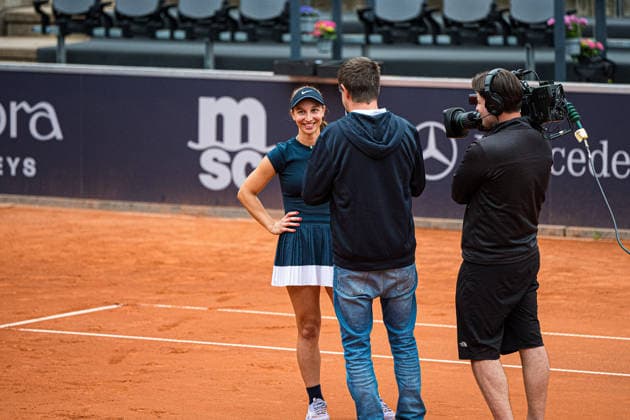Tennis I Damen I Saison 2026 I MSC Hamburg Ladies Open WTA250 I 24.07.2026 Tamara Korpatsch (DEU) im Interview auf dem Feld nach dem Sieg gegen Anhelina Kalinina (UKR) *** Tennis I Women I 2026 Season I MSC Hamburg Ladies Open WTA250 I July 24, 2026: Interview with Tamara Korpatsch (GER) on the court after her victory over Anhelina Kalinina (UKR) Copyright: xLobeca Björn-OlexKehmx