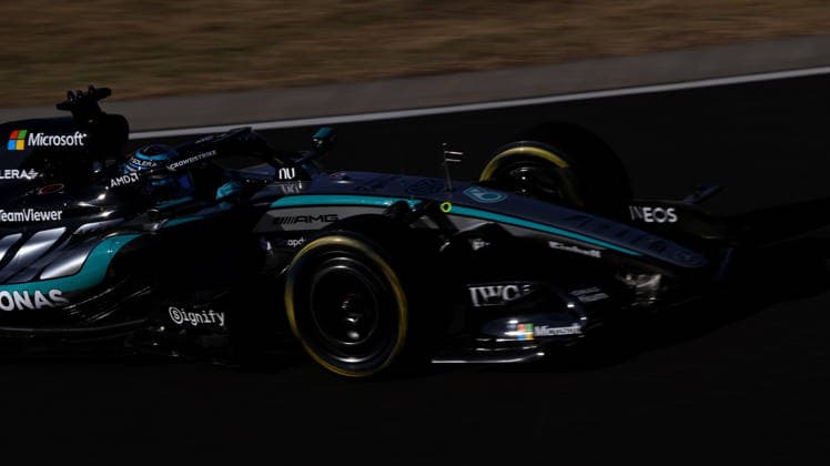 Ahead of the Formula 1 Hungarian Grand Prix MOGYOROD, HUNGARY - JULY 24: George Russel of Mercedes takes part in the first practice session ahead of the 2026 Formula 1 Hungarian Grand Prix at the Hungaroring in Mogyorod, Hungary, on July 24, 2026. Arpad Kurucz Anadolu Mogyorod Hungary. Editorial use only. Please get in touch for any other usage.  Copyright: x2026xAnadoluxArpadxKuruczx