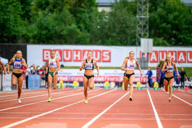 260724 Wilma Svenson, IFK Växjö, Esther Sahlqvist, Hammarby IF, Julia Henriksson, Malmö AI, Nora Lindahl, Hässelby SK och Filippa Engström, Västeras FK, tävlar i damernas 100 meter under dag 1 av friidrotts-SM den 24 juli 2026 i Uppsala. *** July 26, 2024 Wilma Svenson, IFK Växjö, Esther Sahlqvist, Hammarby IF, Julia Henriksson, Malmö AI, Nora Lindahl, Hässelby SK, and Filippa Engström, Västeras FK, will compete in the women’s 100-meter dash on Day 1 of the Swedish Track and Field Championships on July 24, 2026, in Uppsala  Copyright: ARONxBROMAN BB260724AM082