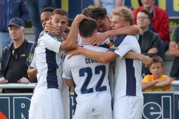 24.07.2026, xtgx, Fussball Regionalliga Nordost, FSV 63 Luckenwalde - 1. FC Lokomotive Leipzig, v.l. Ricky Bornschein (Lok Leipzig, 9) ubel, Torjubel, jubelt ueber das Tor, celebrate the goal, celebration (DFL DFB REGULATIONS PROHIBIT ANY USE OF PHOTOGRAPHS as IMAGE SEQUENCES and or QUASI-VIDEO) Luckenwalde *** July 24, 2026, xtgx, Northeast Regional League, FSV 63 Luckenwalde 1 FC Lokomotive Leipzig, from left: Ricky Bornschein (Lok Leipzig), 9 ubel, Goal celebration, celebrating the goal, DFL and DFB regulations prohibit any use of photographs as image sequences and or quasi-video. Luckenwalde