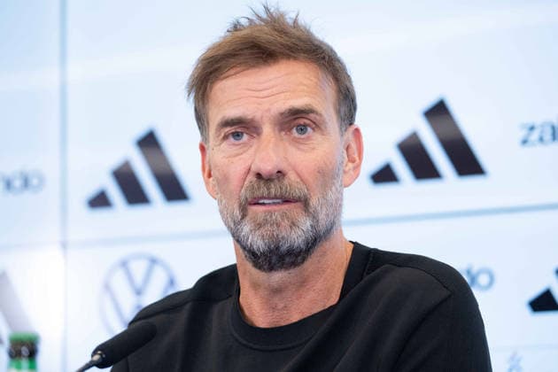 Trainer Bundestrainer Juergen KLOPP (Jürgen, GER) Portraet, Porträt, Portrait, Angeschnittenes Einzelbild, Einzelmotiv, Pressekonferenz des DFB zur Vorstellung von Juergen Klopp als neuer Fussball-Bundestrainer, DFB-Campus in Frankfurt am 24.07.2026 Â *** National Team Coach Jürgen Klopp, GER Portrait, Close-up, Single Image, Single Subject, DFB press conference to introduce Juergen Klopp as the new national soccer coach, DFB Campus in Frankfurt on July 24, 2026 Â