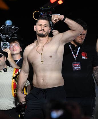 Anthony Joshua v Kristian Prenga: The Comeback Anthony Joshua v Kristian Prenga: The Comeback - Weigh In JEDDAH, SAUDI ARABIA - JULY 24: Kristian Prenga poses for a photo during the weight in ahead of his fight against Anthony Joshua on the The Comeback fight card at Jeddah Promenade on July 24, 2026 in Jeddah.