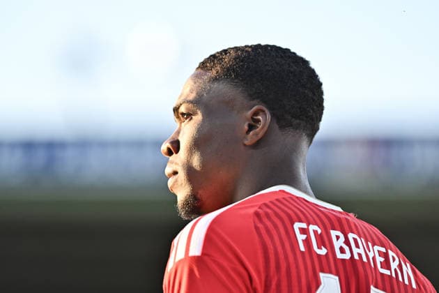 Regionalliga Bayern; FC Bayern München II - SC Eltersdorf; 24.07.2026 MUNICH, GERMANY - 24. JULY: im Bild Chris AFANOU (FC Bayern München II 7) Einzelfoto Freisteller während dem Match der Regionalliga Bayern zwischen den Amateuren des FC Bayern München und dem SC Eltersdorf am 1. Spieltag im Grünwalder Stadion *** Bavarian Regional League: FC Bayern Munich II vs. SC Eltersdorf, July 24, 2026, MUNICH, GERMANY July 24. Pictured: Chris AFANOU, FC Bayern Munich II. 7 individual photos, cropped, taken during the Bavarian Regional League match between the FC Bayern Munich reserves and SC Eltersdorf on Matchday 1 at Grünwalder Stadium. Copyright: xBEAUTIFULxSPORTS Goldbergx