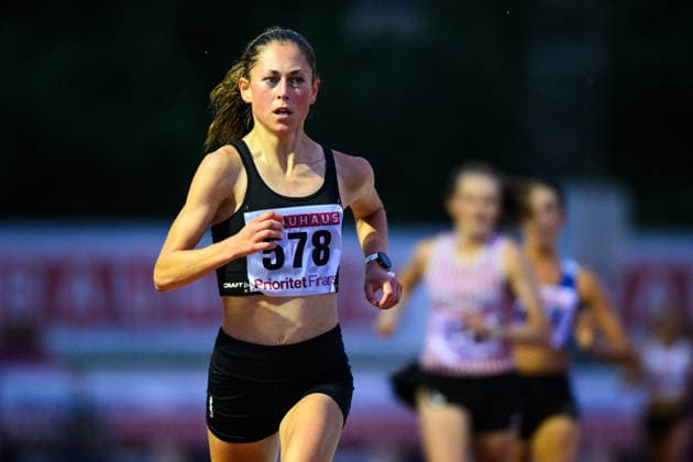 260724 Alva Malmsten Nilsson, Upsala IF, tävlar i damernas 10 000 m under dag 1 av friidrotts-SM den 24 juli 2026 i Uppsala. *** July 24, 2026: Alva Malmsten Nilsson of Upsala IF will compete in the women’s 10,000-meter race on Day 1 of the Swedish Track and Field Championships on July 24, 2026, in Uppsala  Copyright: ARONxBROMAN BB260724AM099