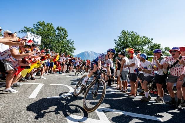 Belgian Remco Evenepoel of Red Bull-BORA-hansgrohe pictured in action during stage 19 of the 2026 Tour de France cycling race, a stage of 125km from Gap to Alpe d Huez, on Friday 24 July 2026. The 113th edition of the Tour de France starts on Saturday 4 July in Barcelona, Spain, and will finish in Paris, France on the 26th of July. DAVIDxPINTENS  x181971329x