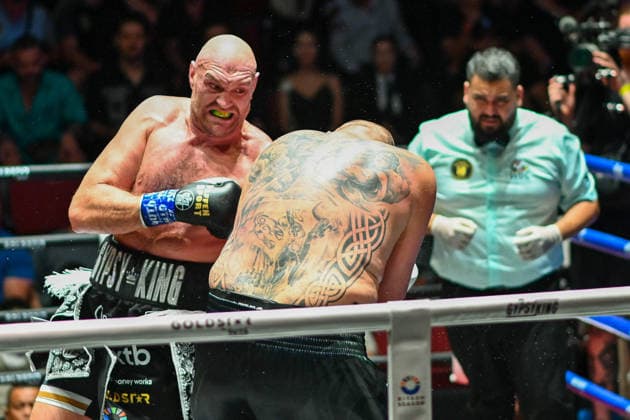 July 24, 2026, Pattaya, Chonburi, Thailand: Tyson Fury (L) and Mariusz Wach (R) trading punches during their heavyweight boxing bout. Tyson Fury defeats Mariusz Wach by corner retirement after seven rounds to win the WBC Humanitarian Belt at Max Muay Thai Stadium. Pattaya Thailand - ZUMAs197 20260724_aaa_s197_102 Copyright: xWasimxMatherx
