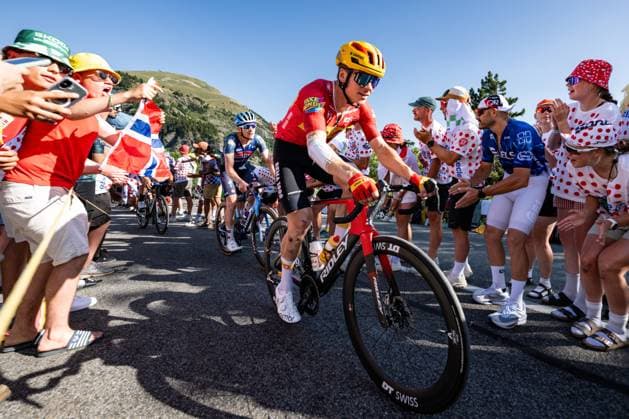 Norwegian Jonas Abrahamsen of Uno-X Mobility pictured in action during stage 19 of the 2026 Tour de France cycling race, a stage of 125km from Gap to Alpe d Huez, on Friday 24 July 2026. The 113th edition of the Tour de France starts on Saturday 4 July in Barcelona, Spain, and will finish in Paris, France on the 26th of July. DAVIDxPINTENS  x181972584x