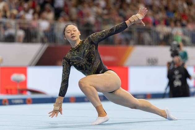 Deutsche Meisterschaften im Gerätturnen 2026, Mehrkampf Frauen Aiyu Zhu (TZ DSHS Köln). Deutsche Meisterschaften im Gerätturnen, Mehrkampf Frauen, am 24. Juli 2026 in der ZAG-Arena in Hannover., Hannover Niedersachsen Deutschland ZAG Arena *** 2026 German Artistic Gymnastics Championships, Women s All-Around: Aiyu Zhu, TZ DSHS Cologne German Artistic Gymnastics Championships, Women s All-Around, on July 24, 2026, at the ZAG Arena in Hanover, Hanover, Lower Saxony, Germany ZAG Arena