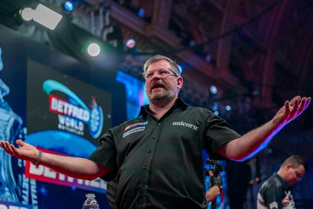 RECORD DATE NOT STATED 24th July 2026, Winter Gardens, Blackpool, Lancashire, England; 2026 Betfred World Matchplay Darts, Day Seven; James Wade is disappointed after losing his quarter final match against Gian van Veen GodfreyxPitt