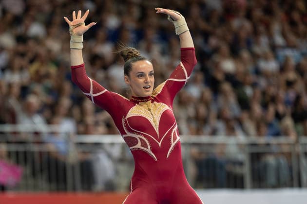 Deutsche Meisterschaften im Gerätturnen 2026, Mehrkampf Frauen Pauline Schäfer-Betz (KTV Chemnitz). Deutsche Meisterschaften im Gerätturnen, Mehrkampf Frauen, am 24. Juli 2026 in der ZAG-Arena in Hannover., Hannover Niedersachsen Deutschland ZAG Arena *** 2026 German Artistic Gymnastics Championships, Women s All-Around: Pauline Schäfer Betz, KTV Chemnitz German Artistic Gymnastics Championships, Women s All-Around, on July 24, 2026, at the ZAG Arena in Hanover, Hanover, Lower Saxony, Germany ZAG Arena