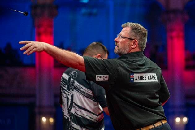RECORD DATE NOT STATED 24th July 2026, Winter Gardens, Blackpool, Lancashire, England; 2026 Betfred World Matchplay Darts, Day Seven; James Wade in action on the oche in his quarter final match against Gian van Veen GodfreyxPitt