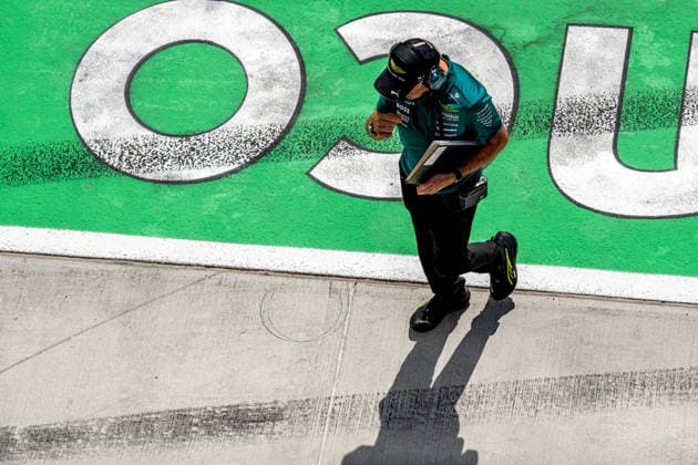 MOGYOROD, HUNGARY: Adrian Newey, Team Principle for the Aston Martin F1 team during the 2026 Formula 1 Hungarian Grand Prix at the Hungaroring in Mogyorod, Hungary