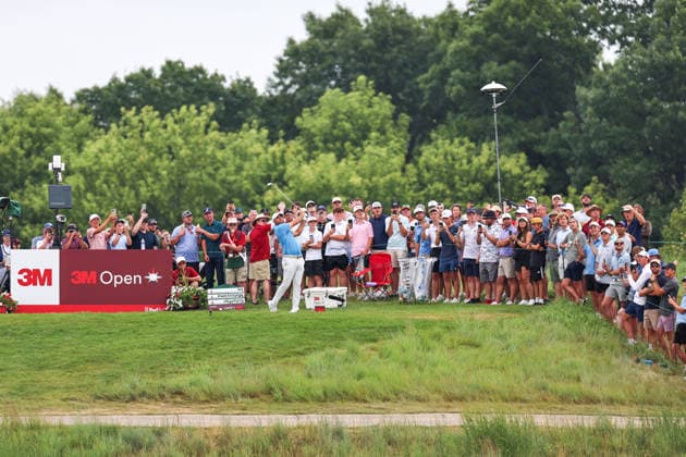Scottie Scheffler of the United States hits his tee shot on the 17th tee during the second round of the 2026 3M Open at TPC Twin Cities on July 24, 2026 in Blaine, Minnesota. CSM Blaine USA - ZUMAc04_ 20260724_zma_c04_130 Copyright: xStevenxGarciax