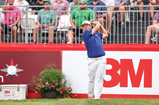Sungjae Im of South Korea hits his tee shot on the 18th tee during the second round of the 2026 3M Open at TPC Twin Cities on July 24, 2026 in Blaine, Minnesota. CSM Blaine USA - ZUMAc04_ 20260724_zma_c04_149 Copyright: xStevenxGarciax