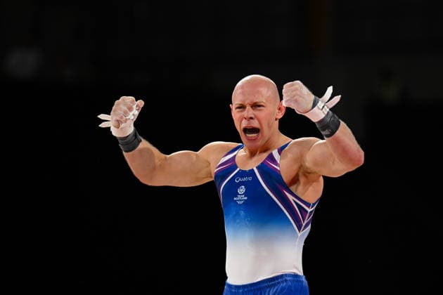 COM26 ARTISTIC GYMNASTICS, Hamish Carter of Scotland reacts during the Artistic Gymnastics Men s Team Final and Individual Qualification during the Glasgow 2026 Commonwealth Games at the Glasgow International Arena in Glasgow, Scotland, Friday, July 24, 2026. ( NO ARCHIVING, EDITORIAL USE ONLY Glasgow Scotland United Kingdom  Copyright: xLUKASxCOCHx 20260725158837484453