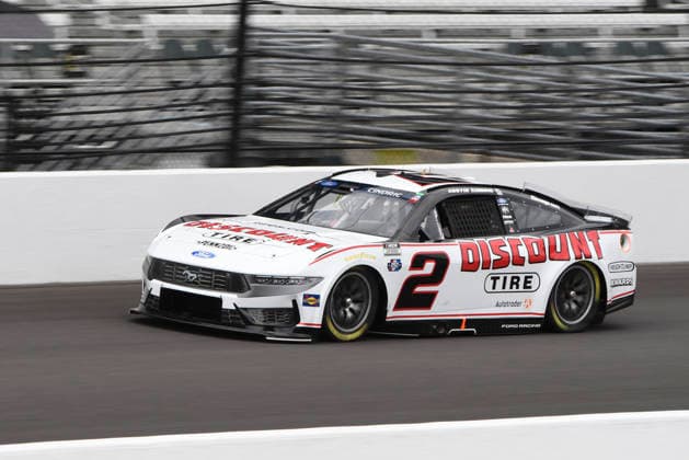 INDIANAPOLIS, IN - JULY 24: Austin Cindric (2) Team Penske Ford Mustang makes a lap in NASCAR, Motorsport, USA Cup Series Brickyard 400 practice on Friday, July 24, 2026, at the Indianapolis Motor Speedway in Speedway, Indiana. (Photo by David Allio Icon Sportswire) AUTO: JUL 24 NASCAR Cup Series Brickyard 400 EDITORIAL USE ONLY Icon95126072422