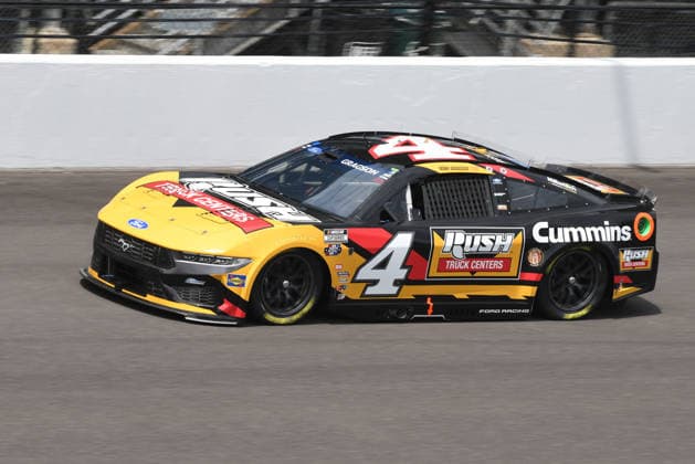 INDIANAPOLIS, IN - JULY 24: Noah Gragson (4) Front Row Motorsports Ford Mustang makes a lap in NASCAR, Motorsport, USA Cup Series Brickyard 400 practice on Friday, July 24, 2026, at the Indianapolis Motor Speedway in Speedway, Indiana. (Photo by David Allio Icon Sportswire) AUTO: JUL 24 NASCAR Cup Series Brickyard 400 EDITORIAL USE ONLY Icon95126072424