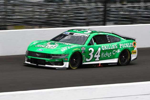 INDIANAPOLIS, IN - JULY 24: Todd Gilliland (34) Front Row Motorsports Ford Mustang makes a lap in NASCAR, Motorsport, USA Cup Series Brickyard 400 practice on Friday, July 24, 2026, at the Indianapolis Motor Speedway in Speedway, Indiana. (Photo by David Allio Icon Sportswire) AUTO: JUL 24 NASCAR Cup Series Brickyard 400 EDITORIAL USE ONLY Icon95126072431