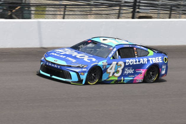 INDIANAPOLIS, IN - JULY 24: Erik Jones (43) Legacy Motor Club Toyota GR Camry makes a lap in NASCAR, Motorsport, USA Cup Series Brickyard 400 practice on Friday, July 24, 2026, at the Indianapolis Motor Speedway in Speedway, Indiana. (Photo by David Allio Icon Sportswire) AUTO: JUL 24 NASCAR Cup Series Brickyard 400 EDITORIAL USE ONLY Icon95126072436