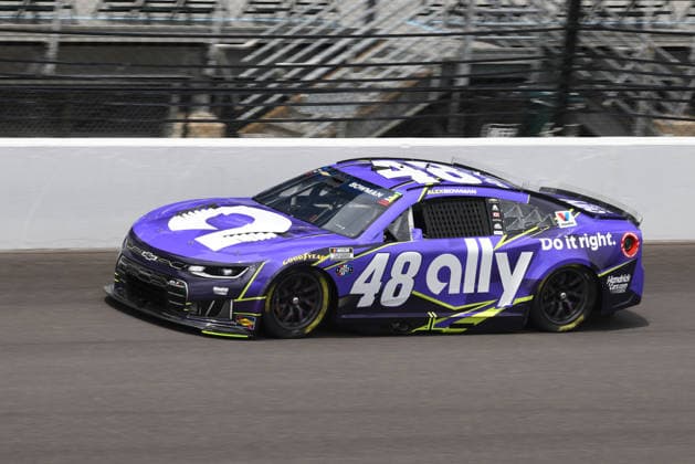 INDIANAPOLIS, IN - JULY 24: Alex Bowman (48) Hendrick Motorsports Chevrolet ZL1 makes a lap in NASCAR, Motorsport, USA Cup Series Brickyard 400 practice on Friday, July 24, 2026, at the Indianapolis Motor Speedway in Speedway, Indiana. (Photo by David Allio Icon Sportswire) AUTO: JUL 24 NASCAR Cup Series Brickyard 400 EDITORIAL USE ONLY Icon95126072438