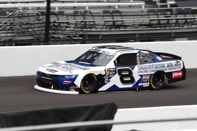 INDIANAPOLIS, IN - JULY 24: Sammy Smith (8) JR Motorsports (JRM) Chevrolet SS makes a lap in NASCAR, Motorsport, USA O™Reilly Auto Parts Series Pennzoil 250 practice on Friday, July 24, 2026, at the Indianapolis Motor Speedway in Speedway, Indiana. (Photo by David Allio Icon Sportswire) AUTO: JUL 24 NASCAR O™Reilly Auto Parts Series Pennzoil 250 EDITORIAL USE ONLY Icon95126072407