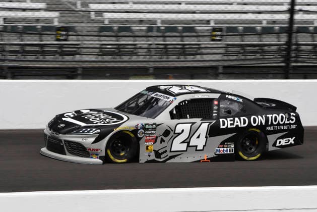 INDIANAPOLIS, IN - JULY 24: Harrison Burton (24) Sam Hunt Racing (SHR) Toyota GR Supra makes a lap in NASCAR, Motorsport, USA O™Reilly Auto Parts Series Pennzoil 250 practice on Friday, July 24, 2026, at the Indianapolis Motor Speedway in Speedway, Indiana. (Photo by David Allio Icon Sportswire) AUTO: JUL 24 NASCAR O™Reilly Auto Parts Series Pennzoil 250 EDITORIAL USE ONLY Icon95126072415