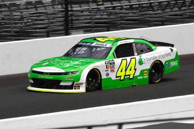 INDIANAPOLIS, IN - JULY 24: Brennan Poole (44) Alpha Prime Racing Chevrolet SS, sponsored by The Samantha and Kyle Busch bundle of joy fund, makes a lap in NASCAR, Motorsport, USA O™Reilly Auto Parts Series Pennzoil 250 practice on Friday, July 24, 2026, at the Indianapolis Motor Speedway in Speedway, Indiana. (Photo by David Allio Icon Sportswire) AUTO: JUL 24 NASCAR O™Reilly Auto Parts Series Pennzoil 250 EDITORIAL USE ONLY Icon95126072420