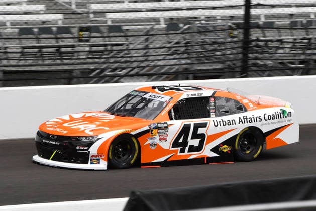 INDIANAPOLIS, IN - JULY 24: Lavar Scott (45) Alpha Prime Racing Chevrolet SS makes a lap in NASCAR, Motorsport, USA O™Reilly Auto Parts Series Pennzoil 250 practice on Friday, July 24, 2026, at the Indianapolis Motor Speedway in Speedway, Indiana. (Photo by David Allio Icon Sportswire) AUTO: JUL 24 NASCAR O™Reilly Auto Parts Series Pennzoil 250 EDITORIAL USE ONLY Icon95126072421