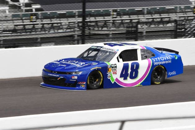 INDIANAPOLIS, IN - JULY 24: Patrick Staropoli (48) Big Machine Racing Chevrolet SS makes a lap in NASCAR, Motorsport, USA O™Reilly Auto Parts Series Pennzoil 250 practice on Friday, July 24, 2026, at the Indianapolis Motor Speedway in Speedway, Indiana. (Photo by David Allio Icon Sportswire) AUTO: JUL 24 NASCAR O™Reilly Auto Parts Series Pennzoil 250 EDITORIAL USE ONLY Icon95126072422